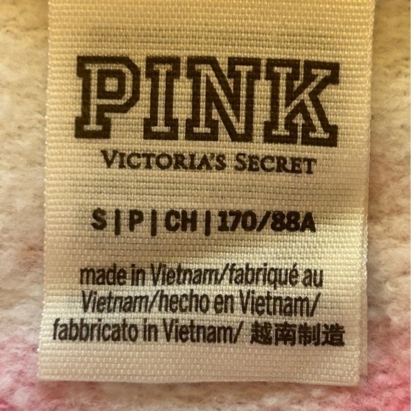 PINK VICTORIA’S SECRET PINK WHITE TYE DYE DRAWSTRING HOODIE SWEATER, SIZE S - Picture 5 of 5
